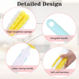 4 Pcs Bottle Sponge with Handle, Bottle Brush Cleaner, Replaceable Detachable Long Handle Portable Sponge Cleaning Cup Brush Set, Used for Kitchen