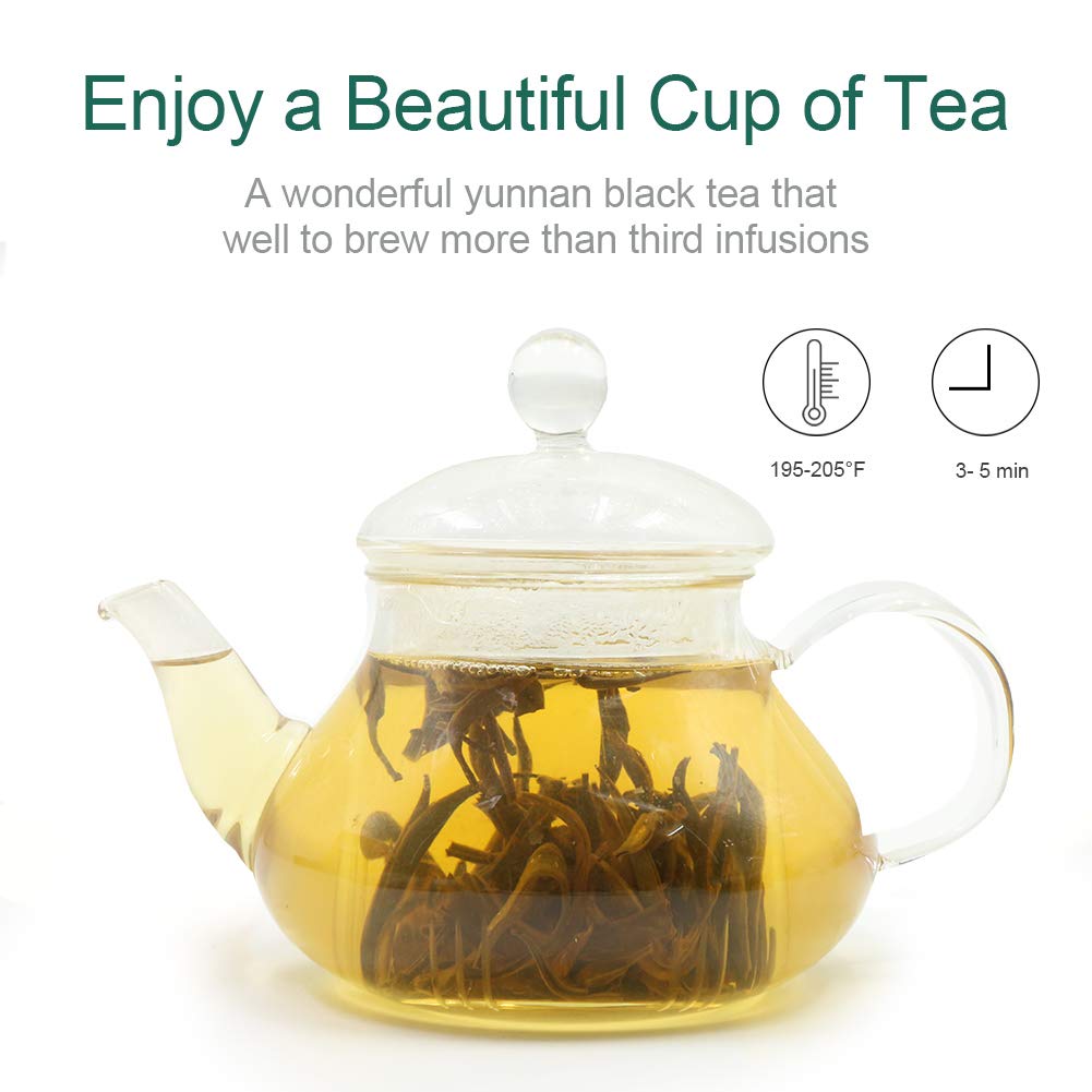FullChea - Imperial Golden Monkey Black Tea - Yunnan Loose Leaf - Naturally Roasted Nuts Flavor - 4oz / 113g