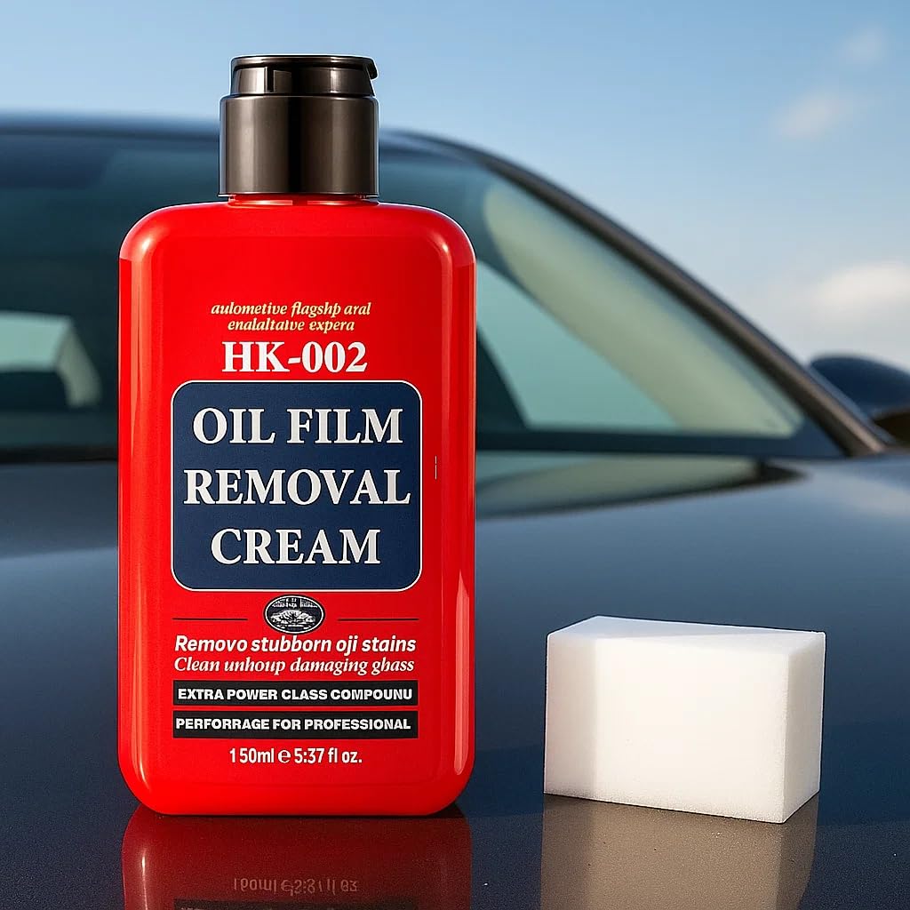 Auto Glass Cleaner & Oil Film Remover - Removes Water Spots, Rain Marks, Anti-Fog Spray for Windshield, Windows, Mirrors. Streak-Free Kit with Sponge