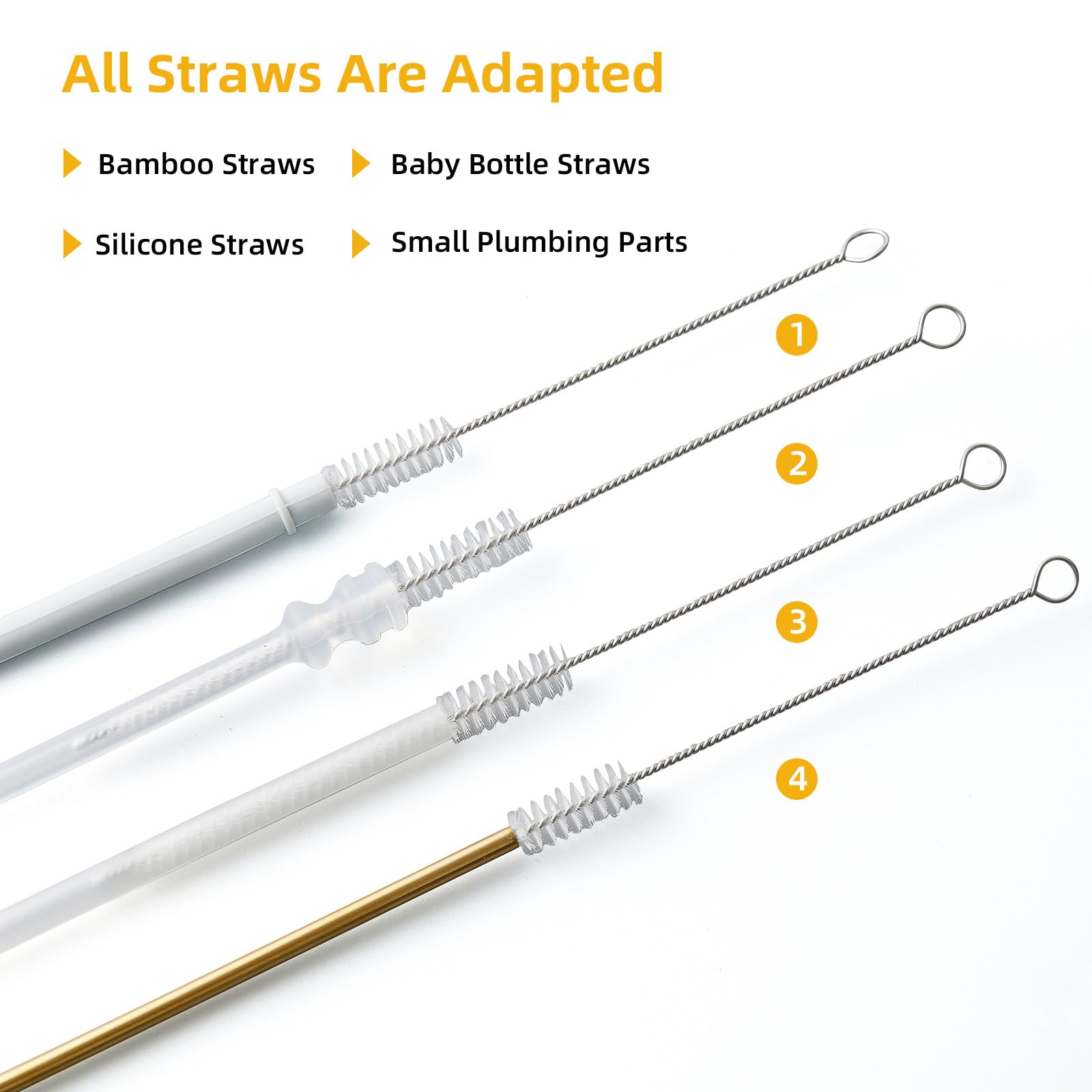 ZRHR Straw Cleaner Brush Kit 10 pcs, 8 inche Extra Long Sizes of Straw Brushes for 40/30/20/14 oz Stanley Mug, Water Bottle, Sippy Cups, Pipes