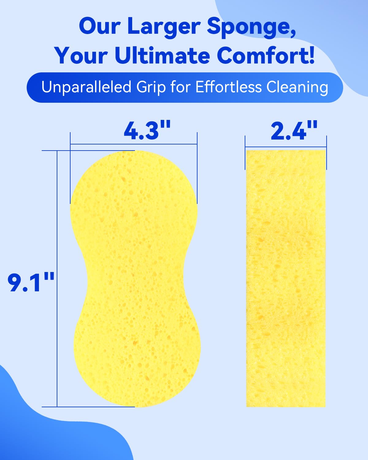 Temede Car Wash Sponge, Large All Purpose Sponges for Cleaning, 2.4in Thick Foam Scrubber Kit, Sponges for Dishes, Tile, Bike, Boat, Easy Grip Sponge