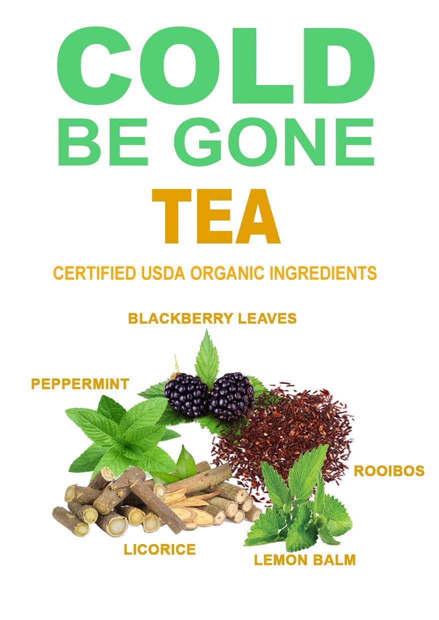 Secrets of Tea - Cold Be Gone Herbal Tea - Organic Herbal Blend - Natural Cold Season Herbal Tea - Soothing Caffeine-Free Wellness Tea - Up to 40