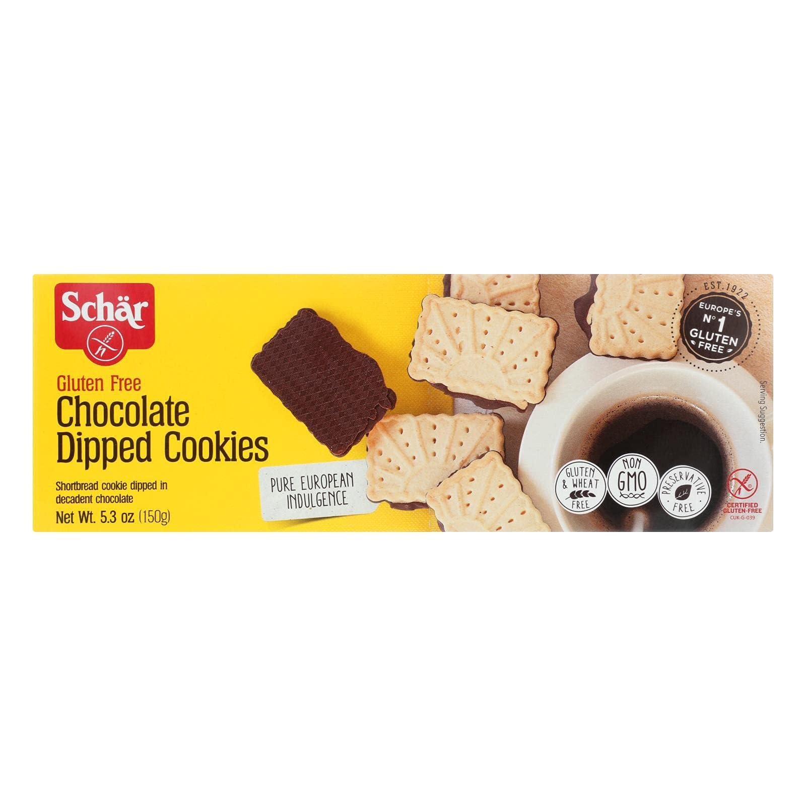 Sch r Gluten Free Chocolate Dipped Cookies, 5.3 oz. (Pack of 12)