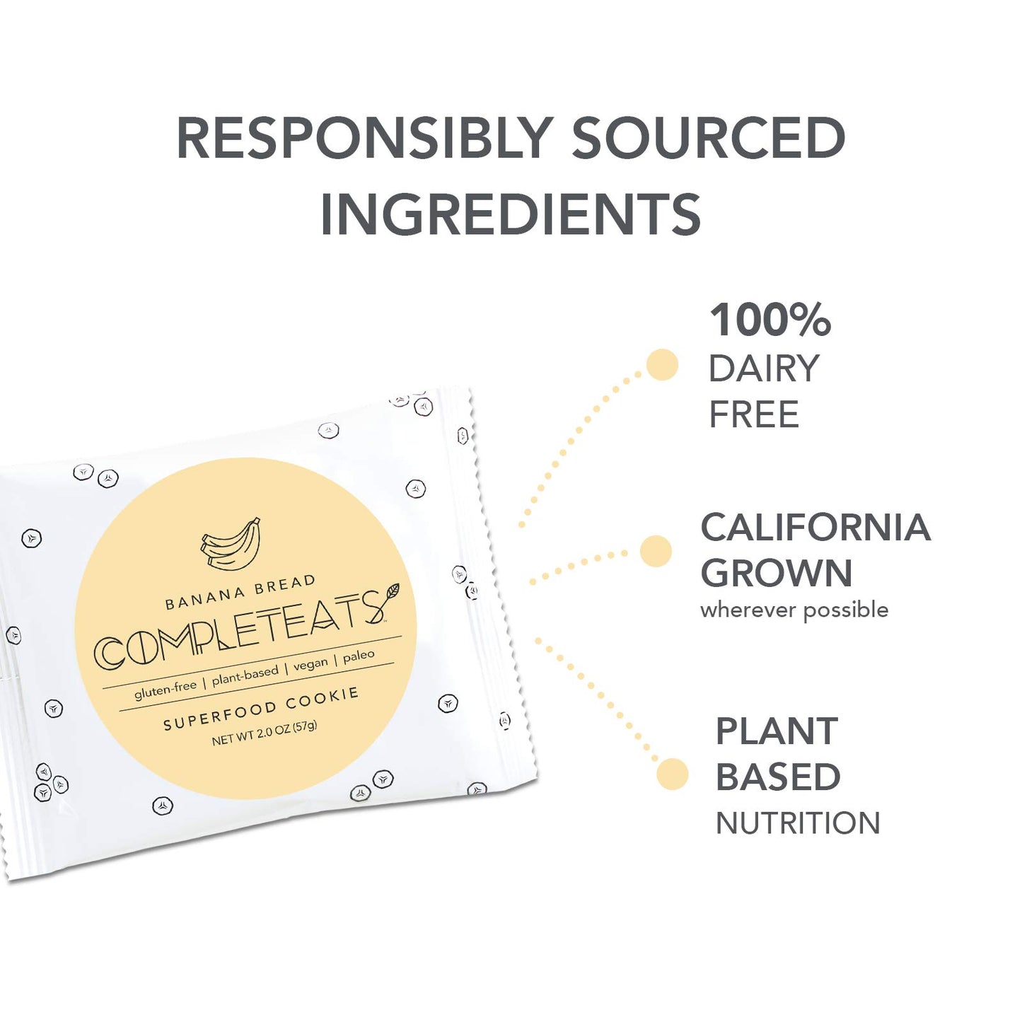 CompletEats - Gluten Free Cookies - Vegan, Non-GMO - 16 Cookies, 1oz ea - Simple Natural Ingredients - No Sugar Added, Nothing Artificial - Banana