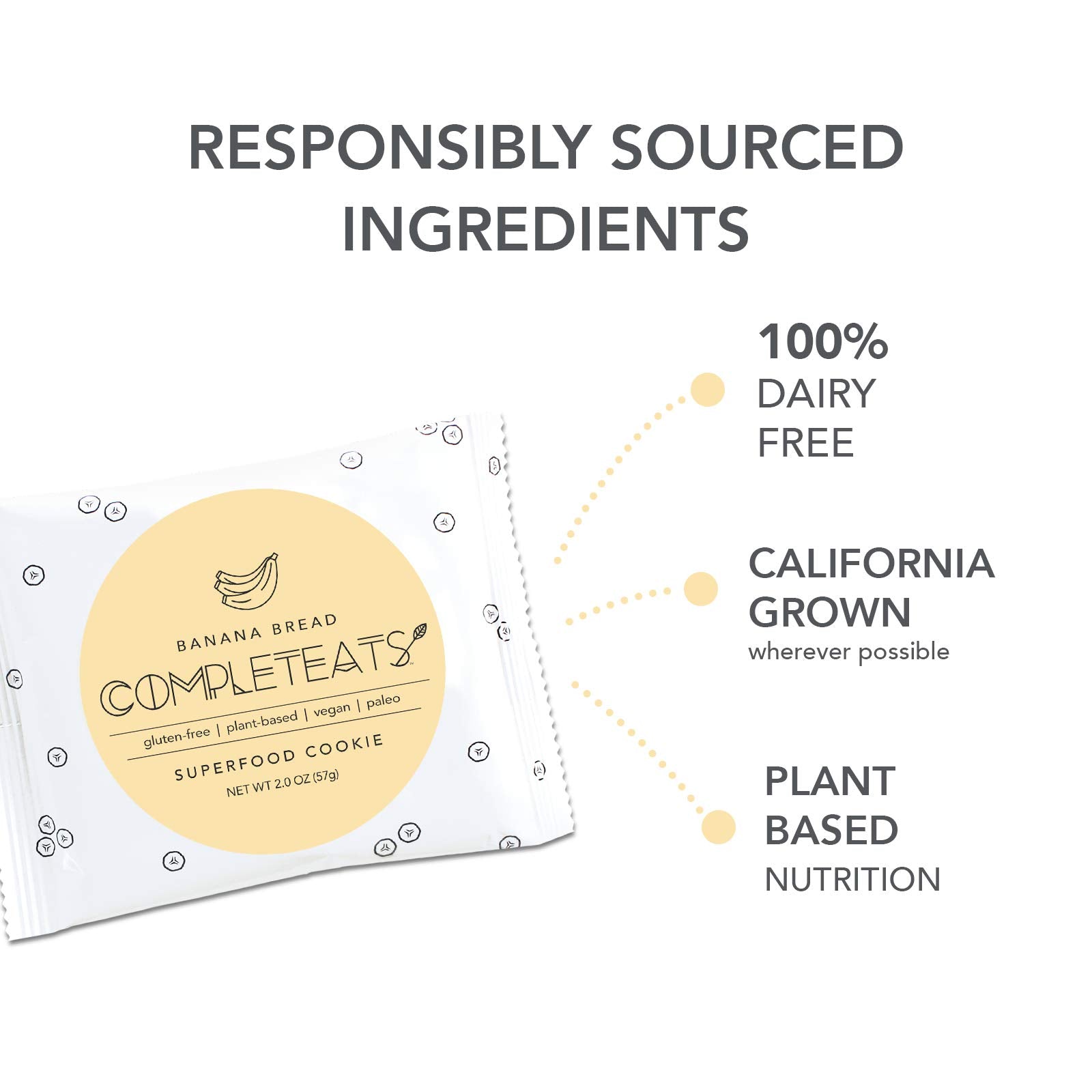 CompletEats - Gluten Free Cookies - Vegan, Non-GMO - 16 Cookies, 1oz ea - Simple Natural Ingredients - No Sugar Added, Nothing Artificial - Banana