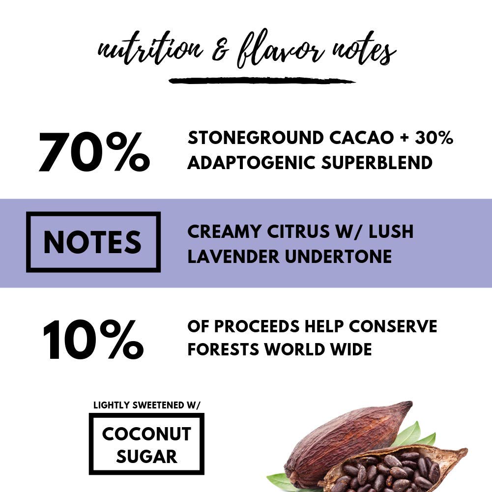 Mandala Superfood Bean-to-Bar Chocolate (2.2 oz Bar) Dairy-Free, Low Glycemic, Organic, Artisan, Vegan, Made with Real Citrus (Lavender Citrus