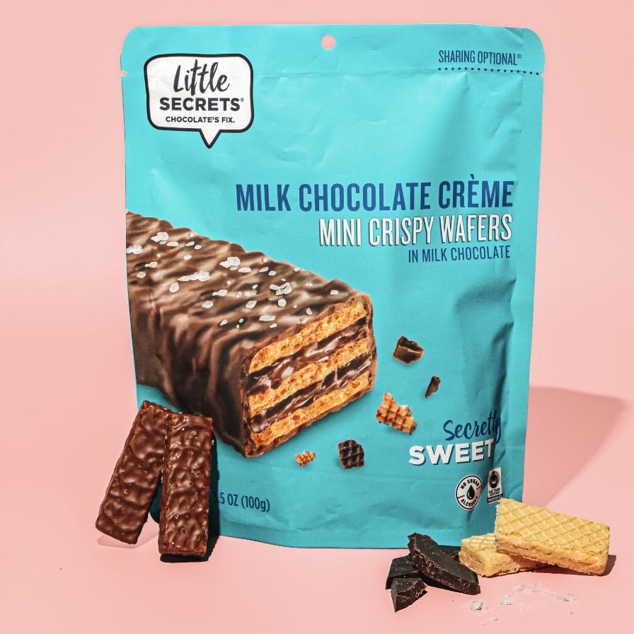 Little Secrets | Milk Chocolate Crispy Wafers | 10 Minis | Made in Europe | Nothing Artificial & No Sugar Alcohols | Sustainable Cocoa | 3.5 Ounce