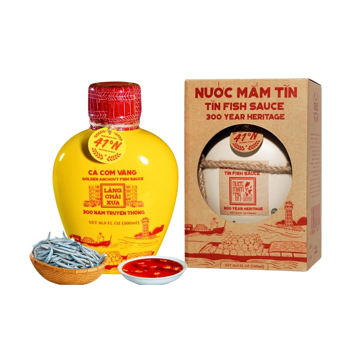 Làng Chài X?a Premium Vietnamese Fish Sauce Collection - Authentic and Flavorful Marinades and Sauces for Grilling, Dipping, and Cooking (200g) (Full