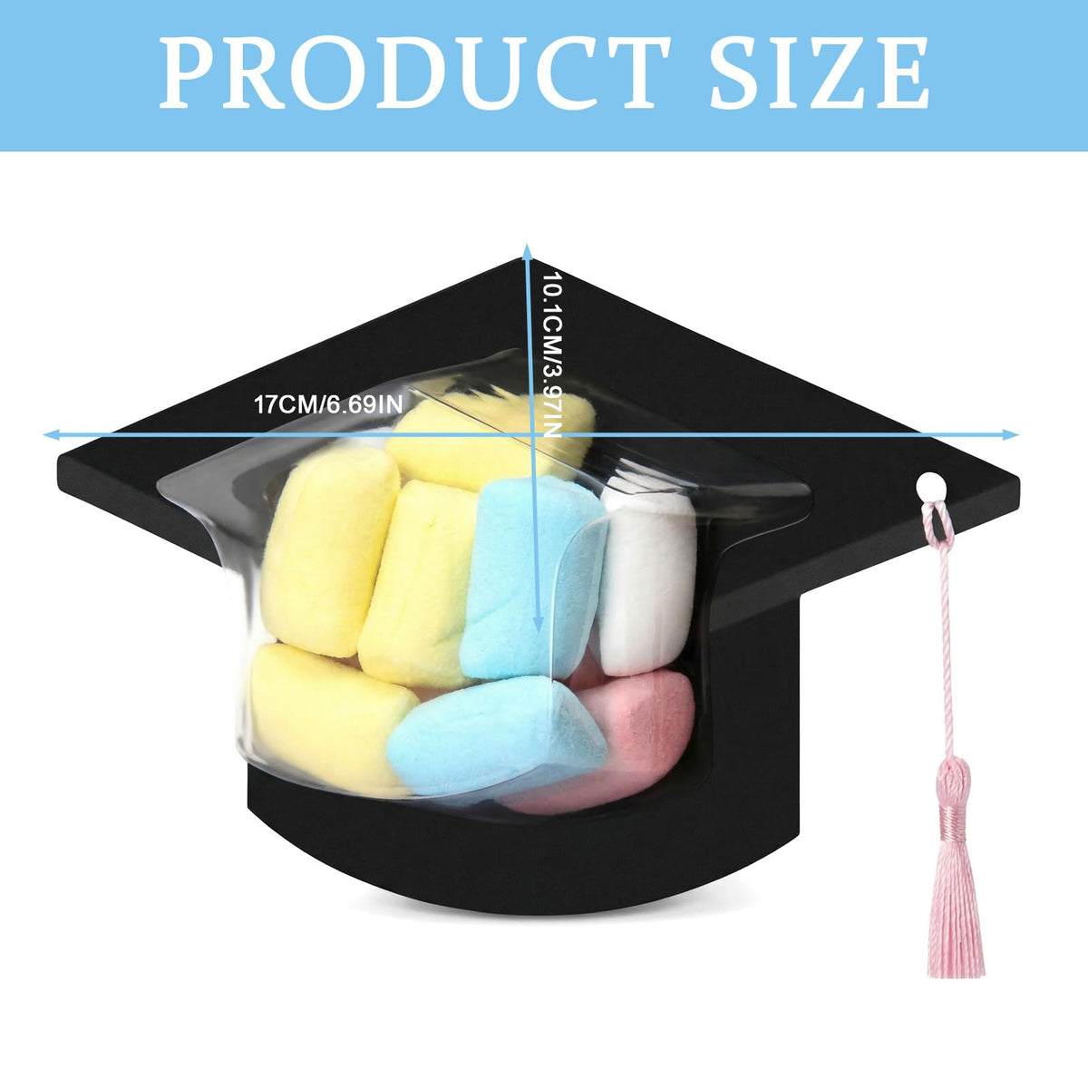 NRGQAXM Graduation Cap Candy Box, Graduation Cards with Plastics Domes Graduations Candy Dome Greetingcard Gift with Tassels Chocolate Box for Friend