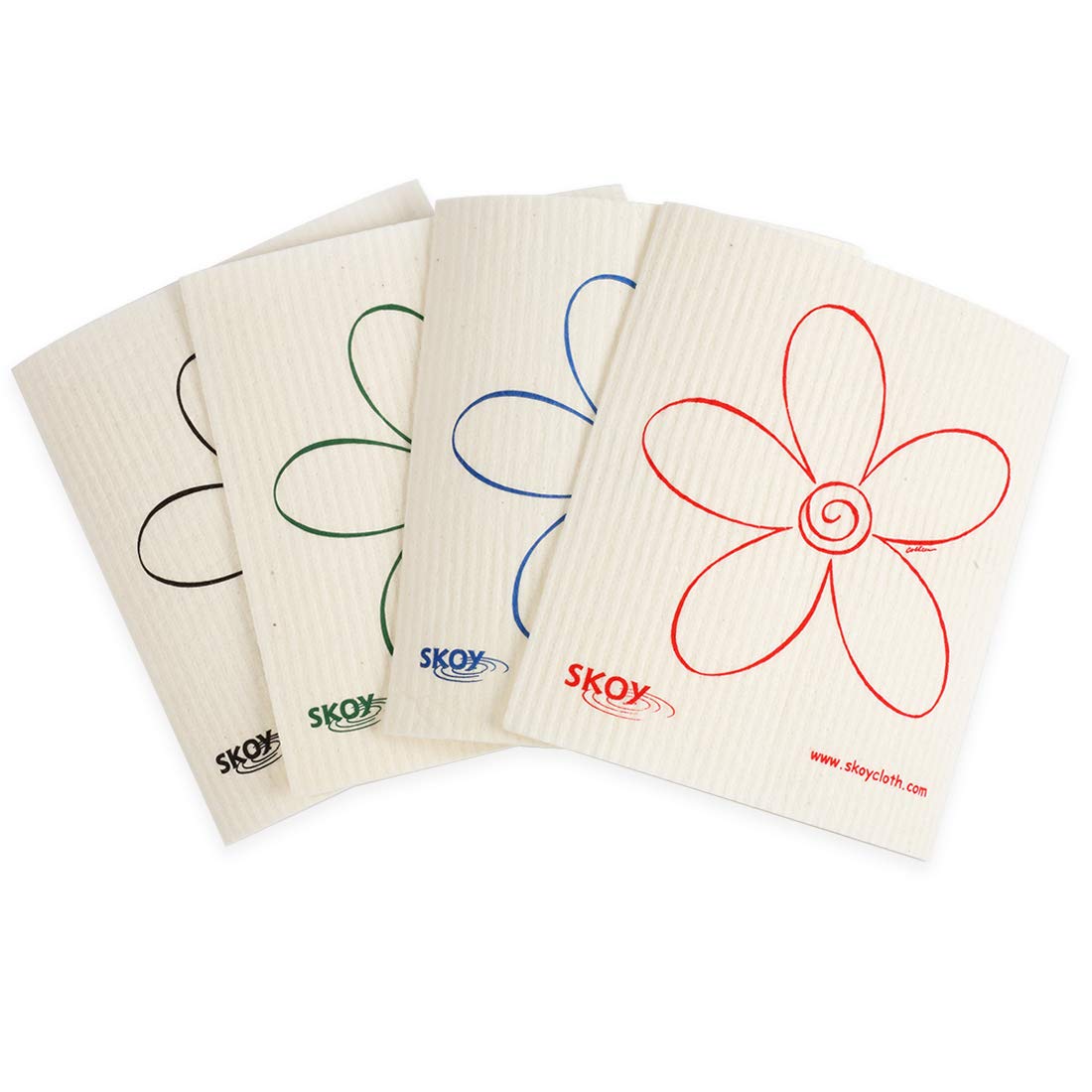 Skoy Cloth, 4-pack Versatile Swedish Dishcloths for Kitchen and Household Use, Reusable Cleaning Cloths, Planet-Friendly, Dishwasher and Dryer-Safe