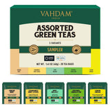 VAHDAM, Assorted Green Tea Bags Sampler (5 Flavors, 20 Ecofriendly Pyramid Tea bags) I Gift Ideas for Women & Men | Himalayan Green Tea Varieties |