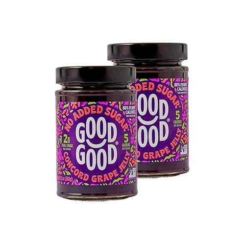 GOOD GOOD Concord Grape Jam - No Added Sugar - Low Calorie - Gluten Free and Vegan - Diabetic and Keto Friendly - 12oz / 330g (Pack of 2)