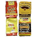 Puerto Rican Variety Pack Ground Coffee - 4 Local Favorites in 8 Ounce Bags (Borinquen, Rico, Yaucono and Crema) Includes Two Envelopes Of Sason