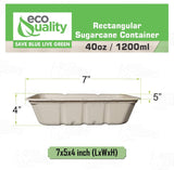 EcoQuality 40oz Disposable Bowls - Rectangular Compostable Sugarcane Fiber Biodegradable Paper Bowls Eco-Friendly Oblong Take Out Food Containers