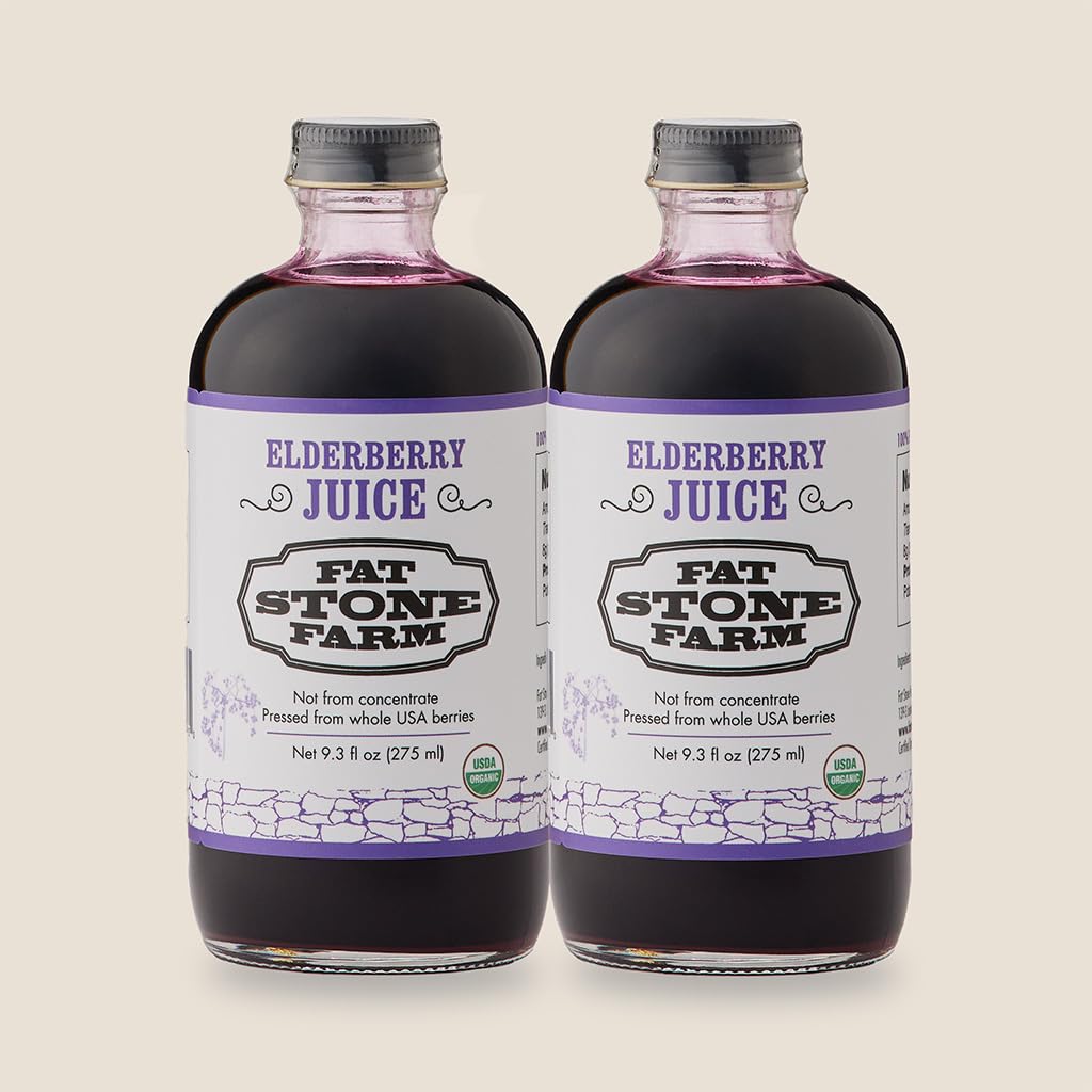 Fat Stone Farm Organic Elderberry Juice 2X 9.3 fl. oz (New)