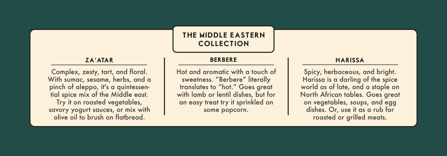 Spicewalla Middle Eastern Spices Set | Harissa Spice, Zaatar or Zahtar, Berbere, 3 Pack | Mediterranean Seasonings