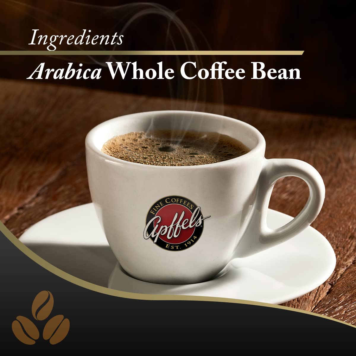 Apffels Original Gourmet Blend - Whole Bean, Light-Medium Roast, 100% Arabica Coffee, (2lb Bag)