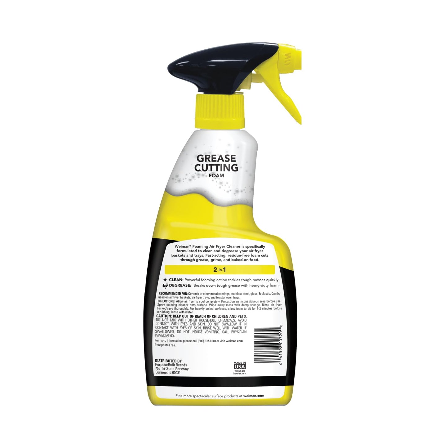 Weiman Foaming Air Fryer Cleaning Kit, Cleaner & Degreaser for Ceramic Baskets & Trays, Removes Grease, Grime, Oil & Baked-On Food, Includes