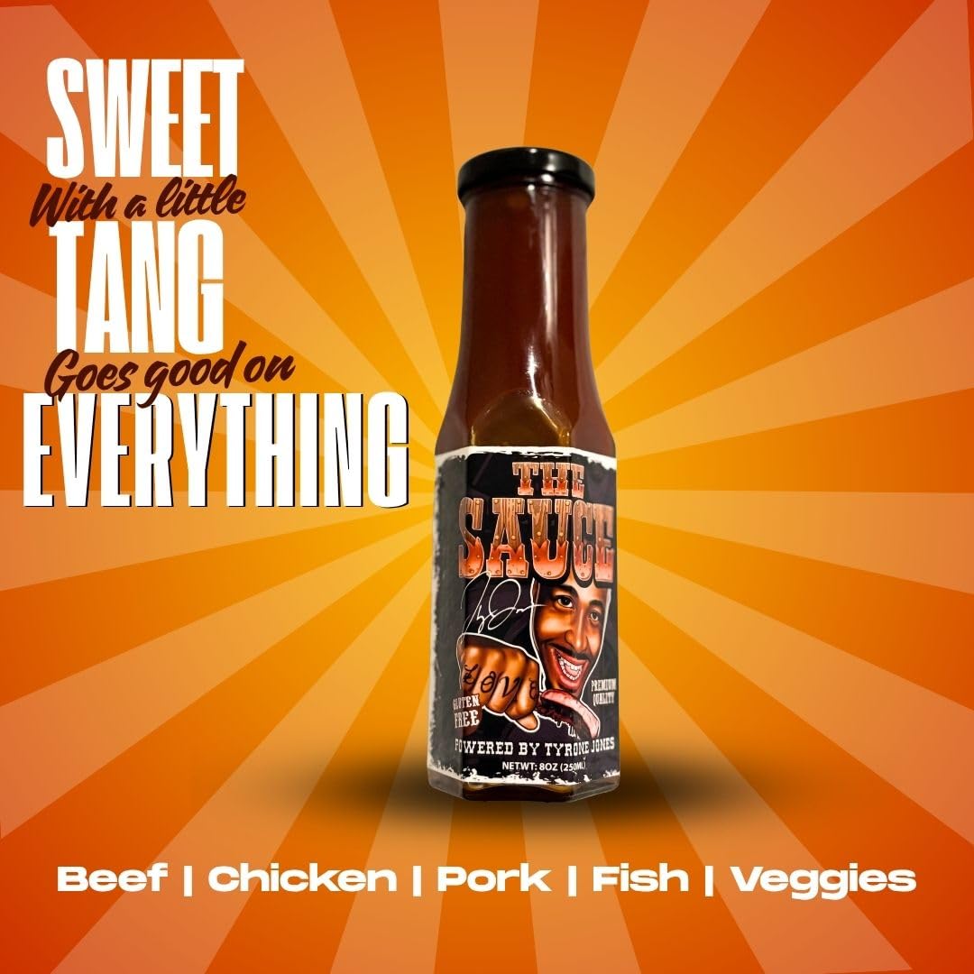 The Sauce Powered By Tyrone Jones BBQ Barbecue Sauce (8 ounce) | Gluten Free, Small Batch, Premium Quality Ingredients, Great for Grilling, Dipping or