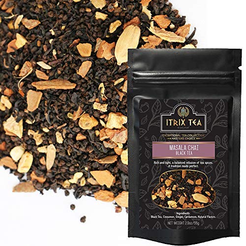 Organic Masala Chai Black Tea - Loose Leaves Blended With Natural Ingredient, Infused with Tea Spices-Cinnamon, Ginger, Cardamom-Energizes, Relieves