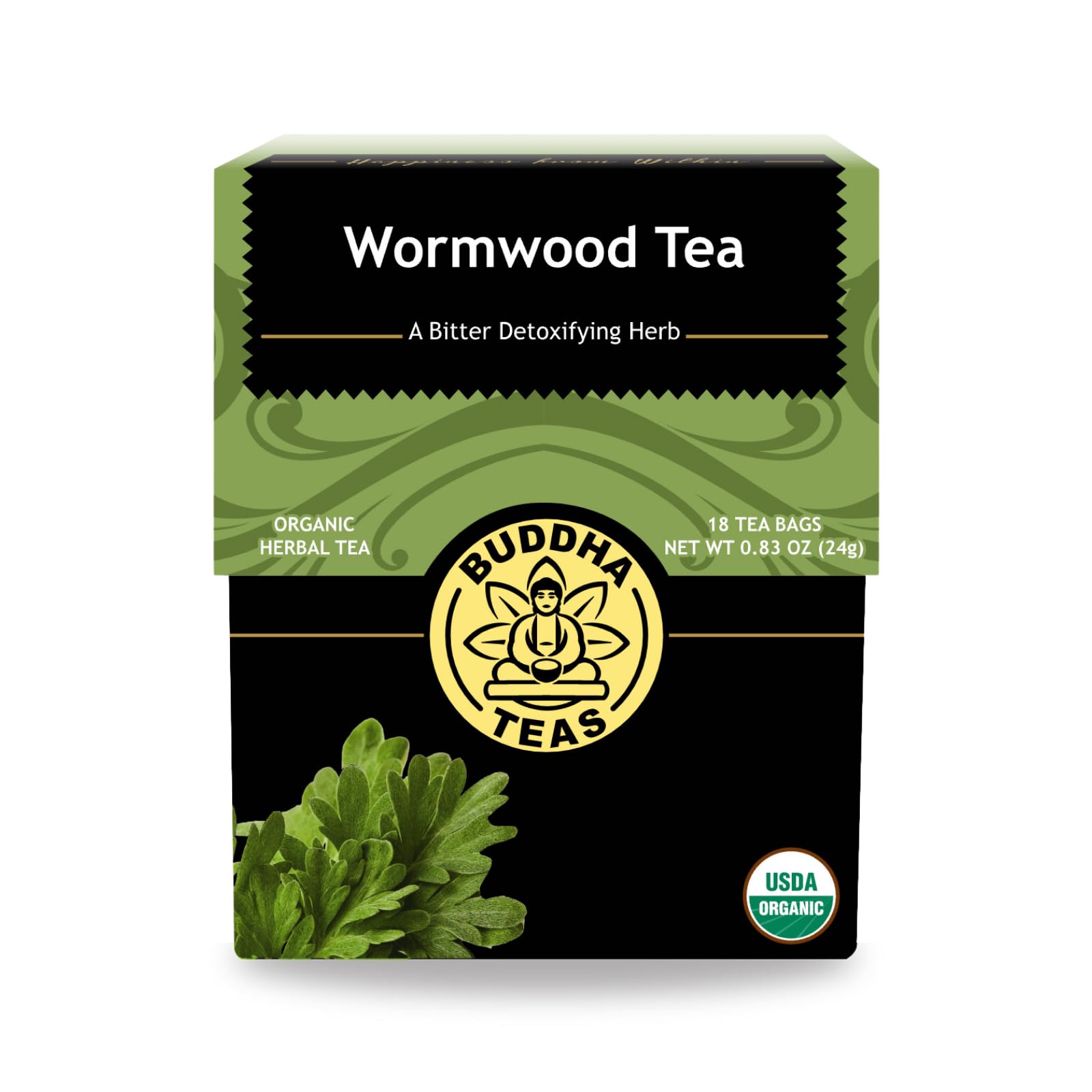 Buddha Teas - Organic Wormwood Tea - Herbal Tea - For Health & Wellbeing - With Antioxidants & Minerals - Clean Ingredients - Caffeine Free - OU