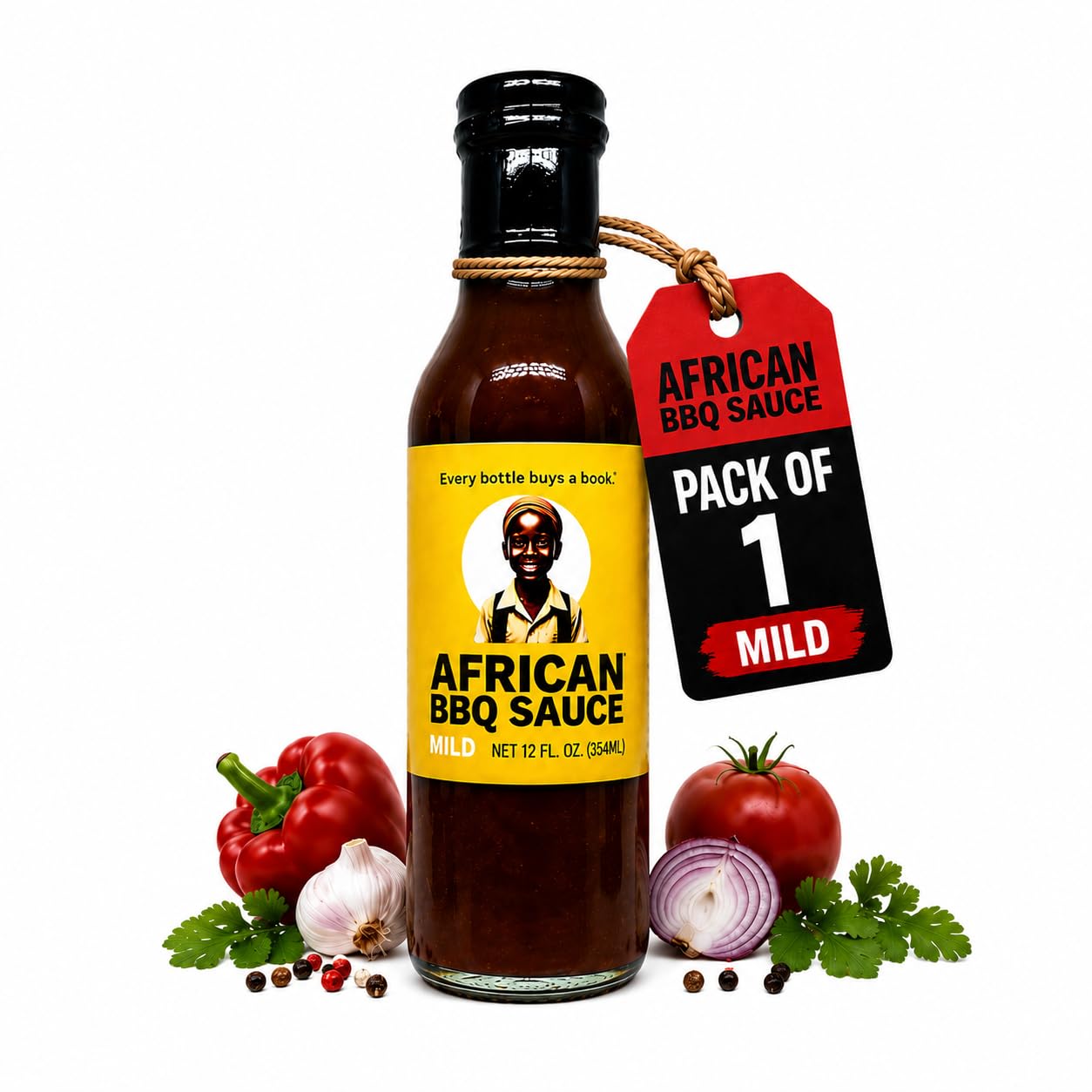 African BBQ Sauce - Bold, Smoky & Spicy Barbecue Sauce | Low Sugar BBQ Sauce, Marinade & Glaze for Chicken, Ribs, Wings, Steak & Seafood | Peri-Peri