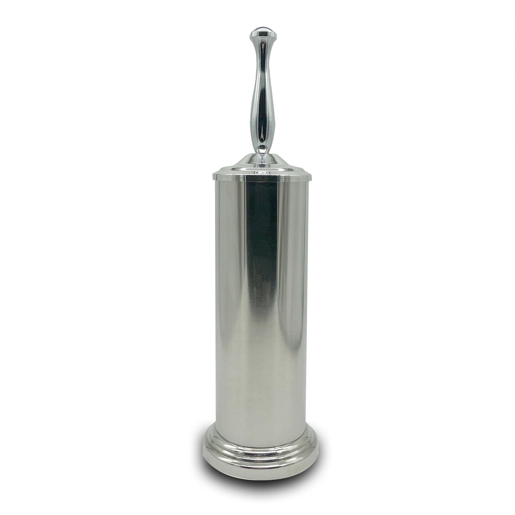 Indecor Home Chrome Silver Metal Toilet Bowl Brush with Handle Lid Holder, Durable Bathroom Cleaning Tool for Easy Toilet Maintenance, Bathroom Toilet
