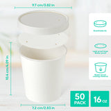 JOLLY PARTY 50pack 16oz Paper Soup Containers with Lids, Disposable Paper Food Cups, Ice Cream Cups, Food Storage with Lids, Microwavable and Freezer