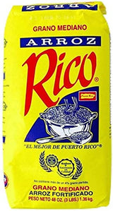 Arroz Rico, Puerto Rico's Best - #1 Medium Grain White Rice - 3 Pounds Bag
