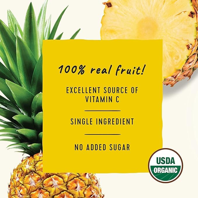 Golden Farms Pineapple Pouches, Single Ingredient Healthy Snacks, 100% Pure Fruit, No Added Sugar, Vegan, Gluten-Free, Kosher, Organic Squeeze Pouch