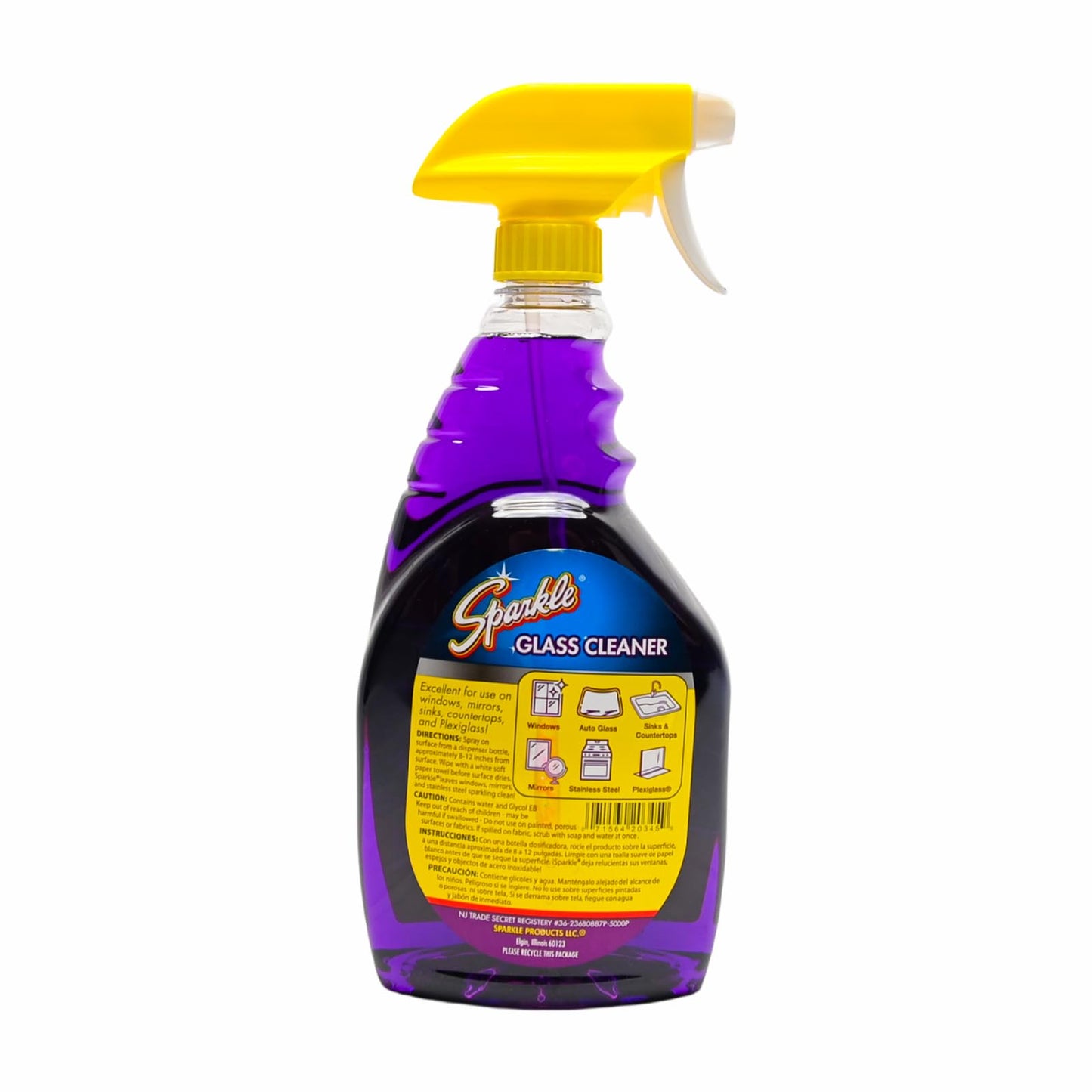 Sparkle Glass Cleaner, Ammonia-Free Streak-Free Formula, 33.8 fl oz Spray Bottle, Safe for Windows, Mirrors & Glass Surfaces (1 Pack)