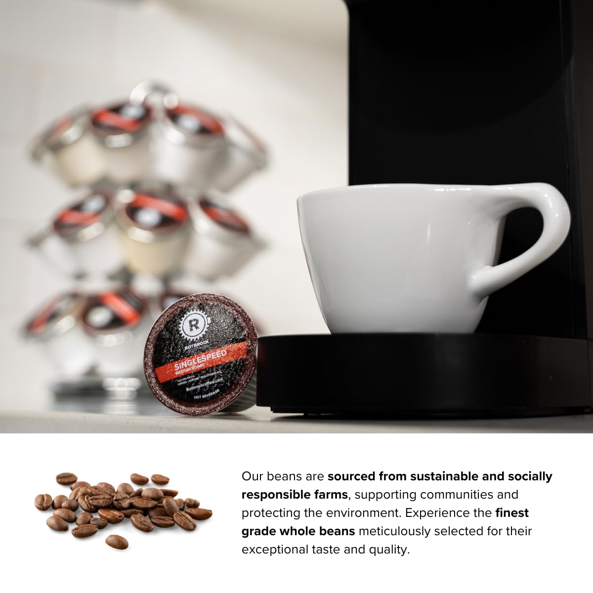 Rothrock Coffee - Singlespeed - Medium Roast - K-Cups - Specialty Coffee Pods - Single Serve - Signature Blend - Balanced & Versatile Roast - Fruity