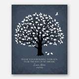 Lucky Tusk Personalized Thank You Gift For Mother of Groom Man of My Dreams Parents of Groom Gift Family Wedding Poem Magnolia Tree #LT-1150,