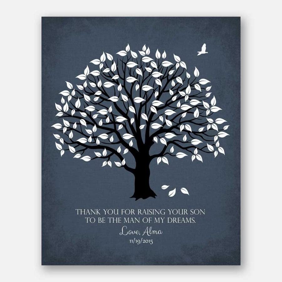 Lucky Tusk Personalized Thank You Gift For Mother of Groom Man of My Dreams Parents of Groom Gift Family Wedding Poem Magnolia Tree #LT-1150,