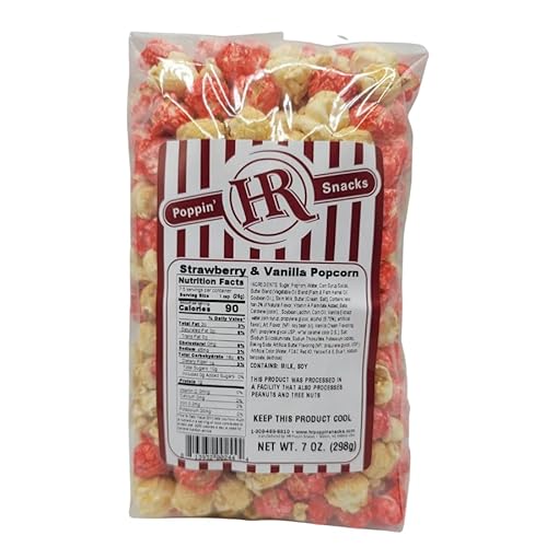 Vanilla & Strawberry Popcorn | 4 Pack | 7 oz. | Made in Gibbon, NE | HR Poppin' Snacks