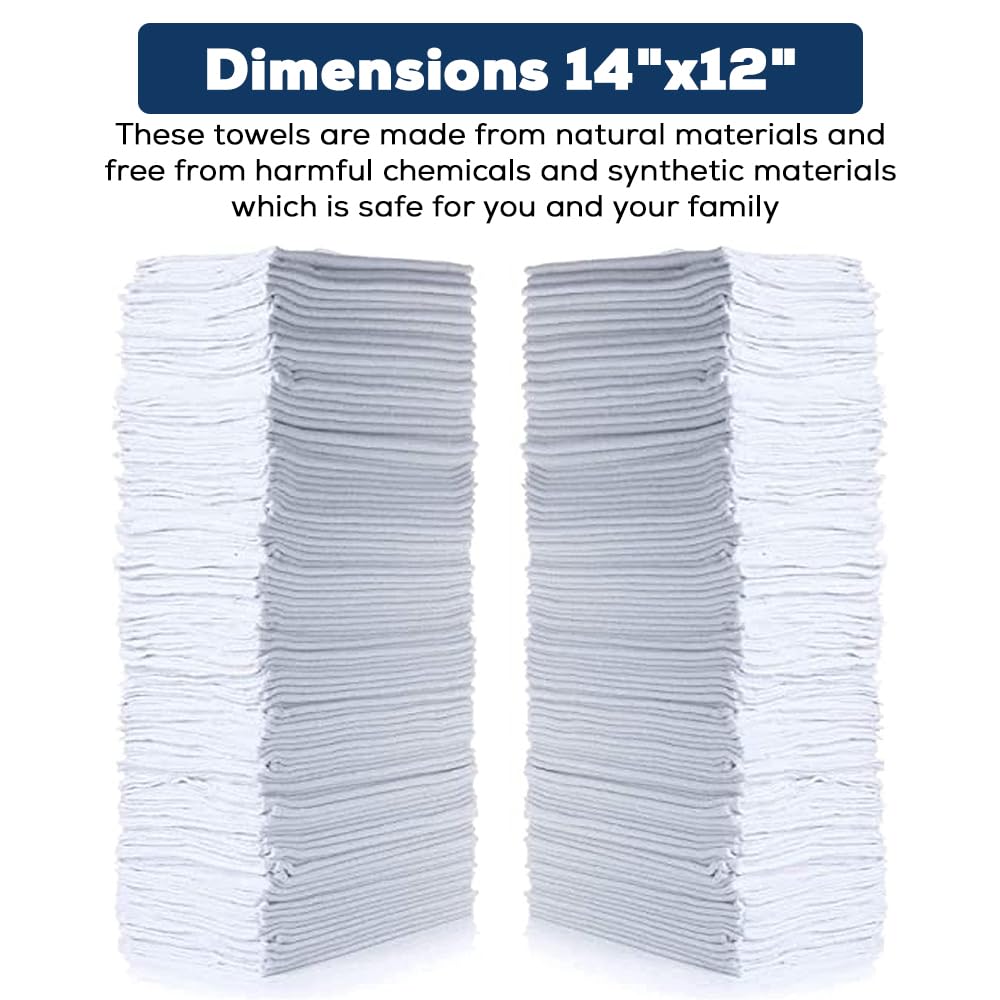 Simpli-Magic Cotton Shop Towels 14"x12" (90 Pack) - Reusable Cleaning Shop Rags for Automobiles, Industries, Garage and Homes (White)