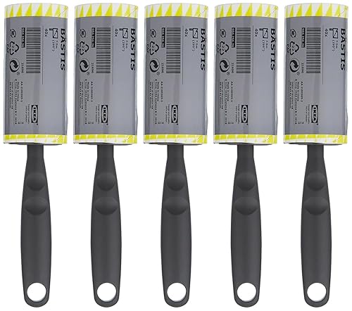 Ikea Bastis Lint Remover Rollers Grey - Set of 5 Rollers (200 Sheets)