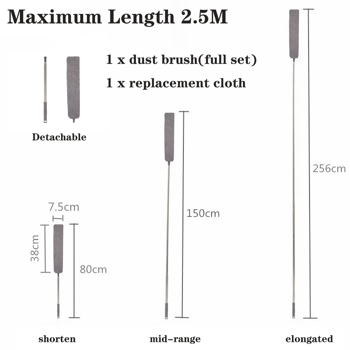 Retractable Gap Dust Cleaner, Under Refrigerator/Sofa Cleaning Tool, Microfiber Gap Duster with Extendable Pole 32-100 Inches, Suitable for Underneath