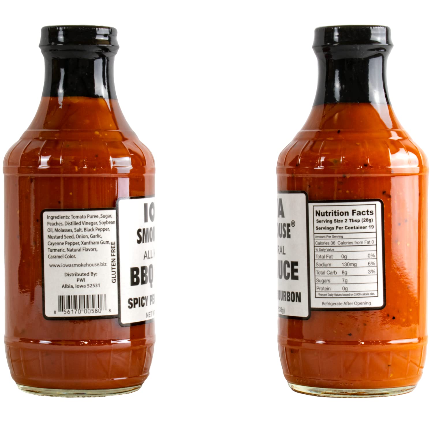 IOWA SMOKEHOUSE BBQ Sauce, 19 oz bottle (Peach Bourbon)