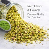 Sciara Chopped Pistachios - Sicilian Unsalted Pistachio Nuts from Bronte Italy - Premium Crushed Pistachios for Baking & Topping - Glass Jar 100g (3.5
