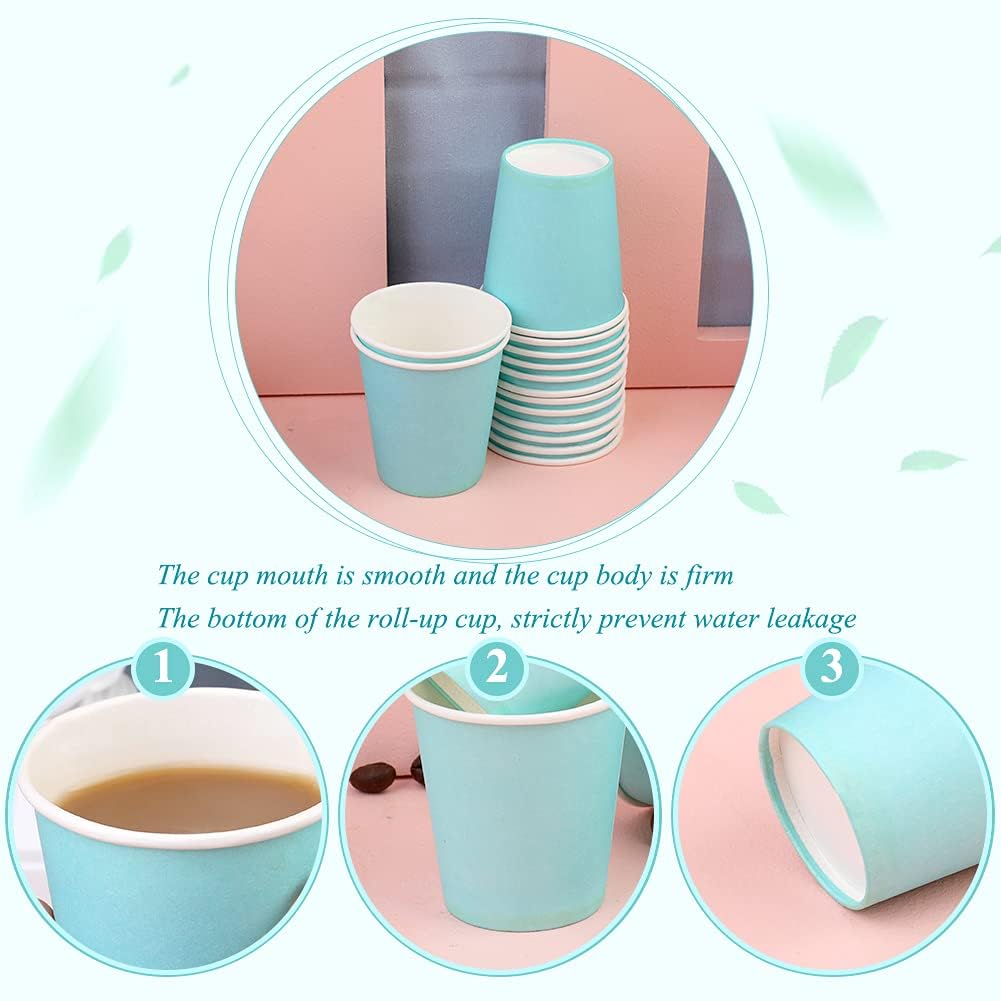 Huaiid 100 Pack 3 oz Paper Cups, Bathroom Paper Cups, Mouthwash Cups for Snack, Espresso, Perfect for Home Condos Rvs Campers (Blue)