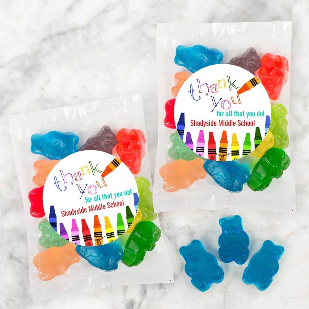24Pk Custom Appreciation Candy Bags & Gummy Bears - Thanks For All You Do