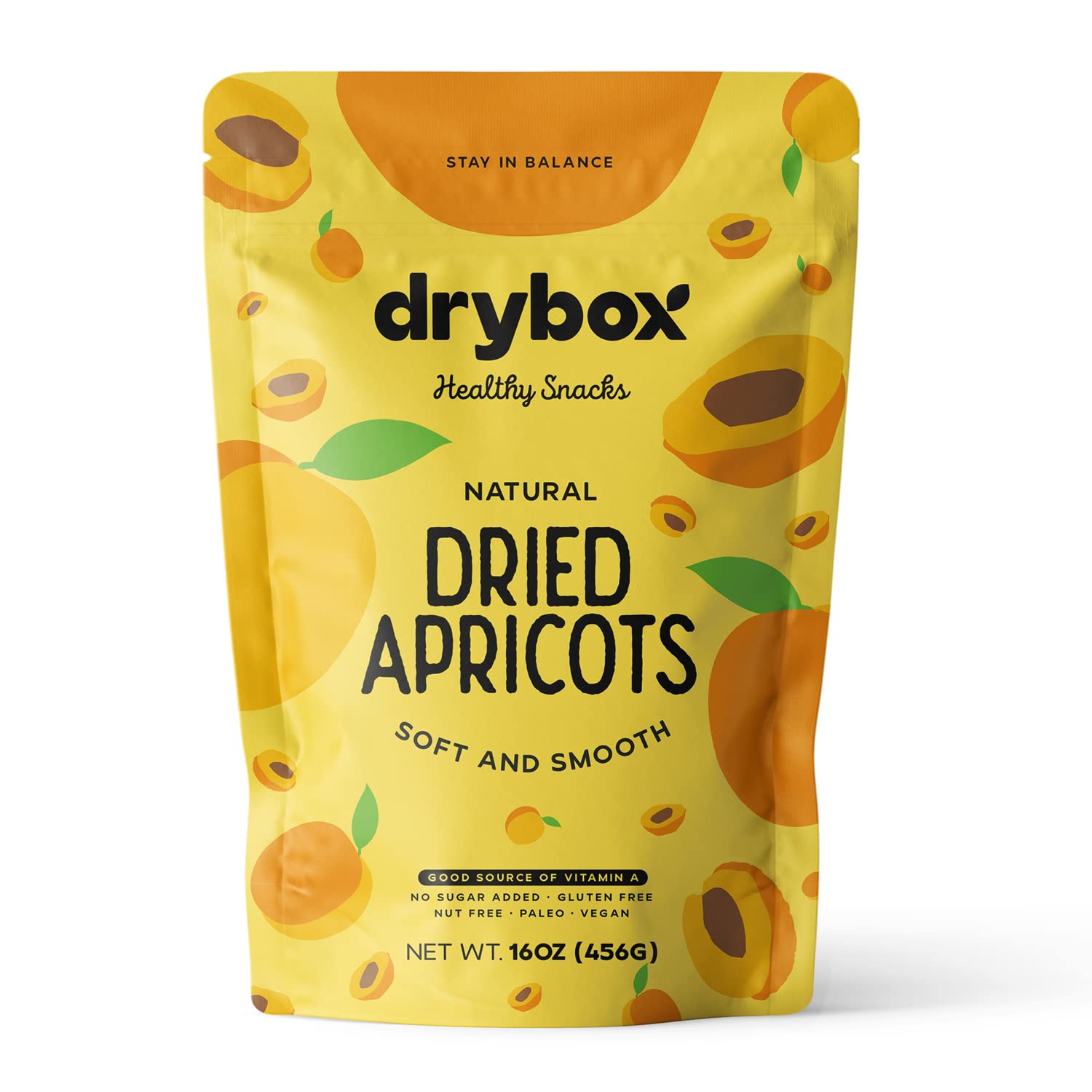 Drybox Dried Turkish Apricots No Sugar Added, Unsweetened Non-GMO | Dry Apricot Snacks | All Natural Mediterranean Dried Fruit Resealable 1 lb per