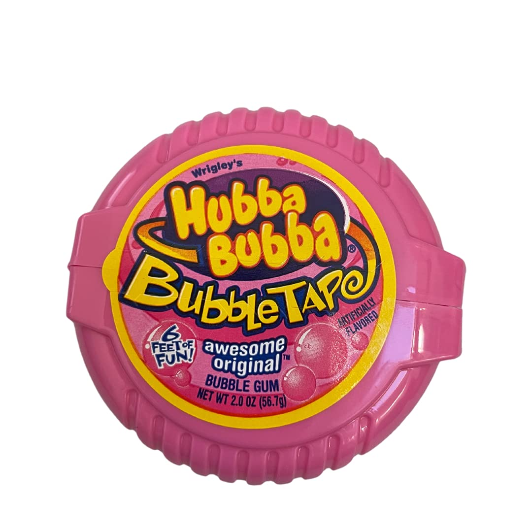Hubba Bubba Original Bubble Tape and Sour Blue Raspberry Bundle | 6 Feet of Gum Each 2 Flavor Pack 4 Total Ounce (Pack 4)