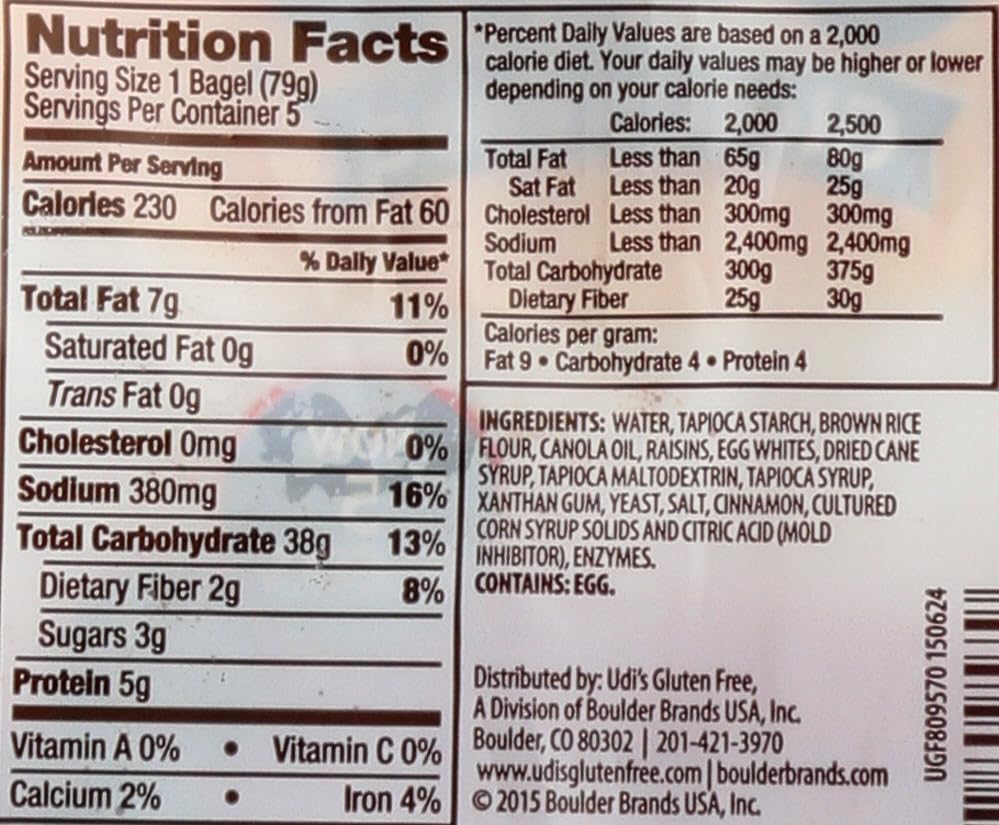 Udis Gluten Free Cinnamon Raisin Bagel 4 Ct (Pack of 4)