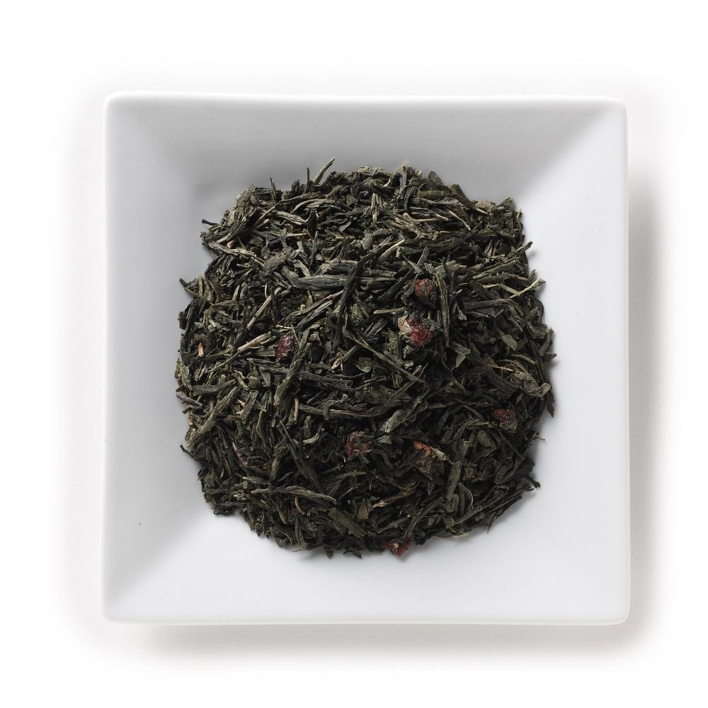 Mahamosa Cherry Jubilee Sencha 8 oz - Flavored Green Tea Blend Loose Leaf (with green tea, sour cherry pieces, flavoring)