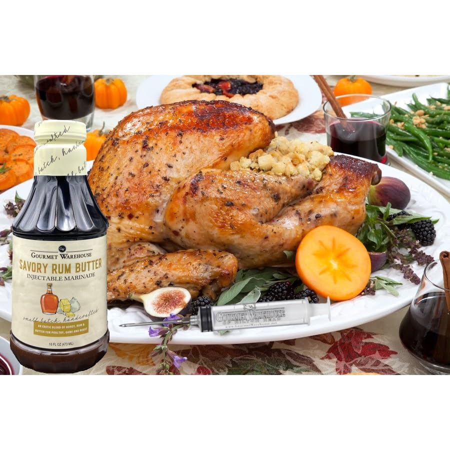 Gourmet Warehouse Savory Rum Butter Injectable Marinade with Syringe Included 16 Ounces - (Pack of 1)
