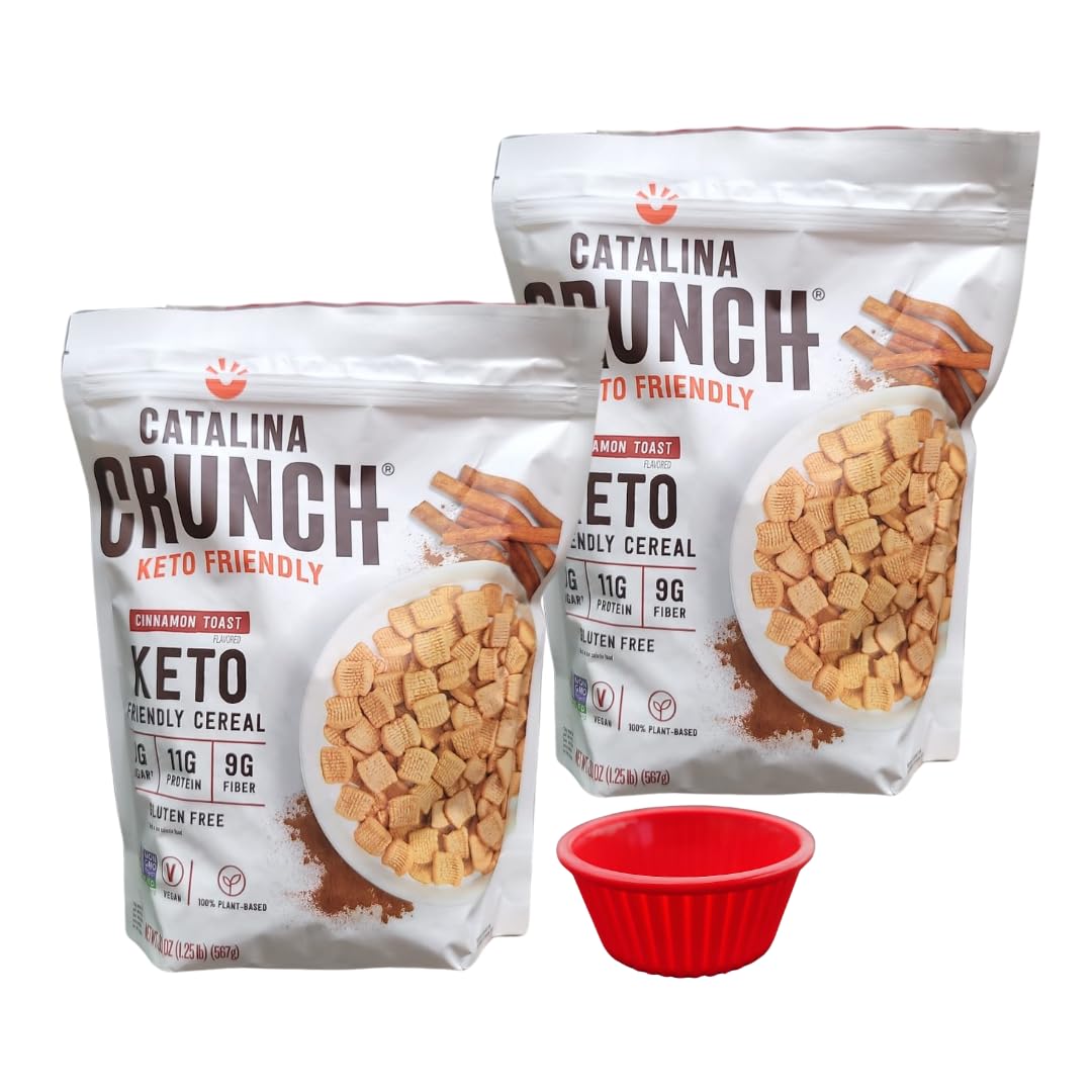 KING BUY BOX 1 PCS cup Bundle with Crunch Keto Friendly Cereal, 20 Ounce, Gluten Free. 2PACK. compatible with Catalina Crunch