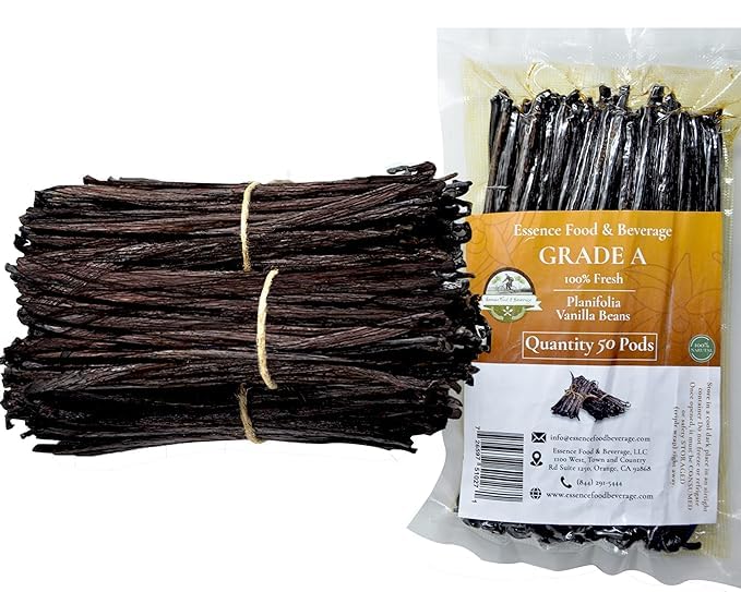 50 Large Vanilla Beans Bulk For Making Vanilla Extract Grade A - NON-GMO Fresh Pods, "6-9" Inches, Perfrect for Homemade Extract, Cooking, and Brewing