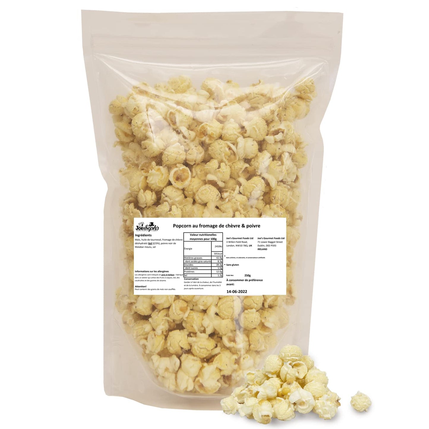 Joe & Seph's Popcorn Goats Cheese and Black Pepper Popcorn Catering Pack 250 g